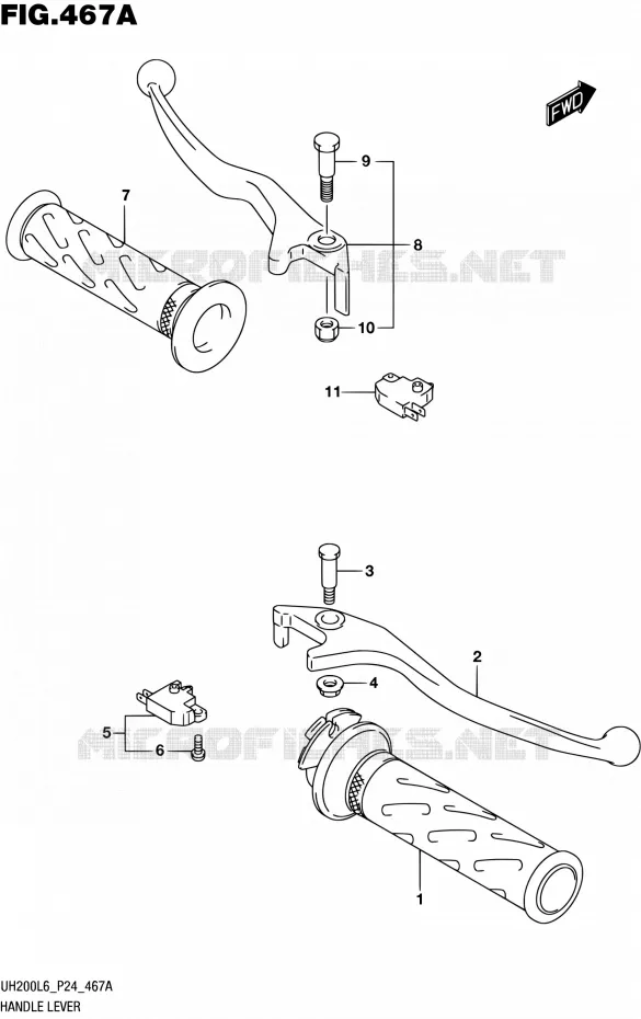 ENSEMBLE LEVIERS - POIGNEES Suzuki SCOOTER 200 BURGMAN 2016  UH200 L6 (P24)