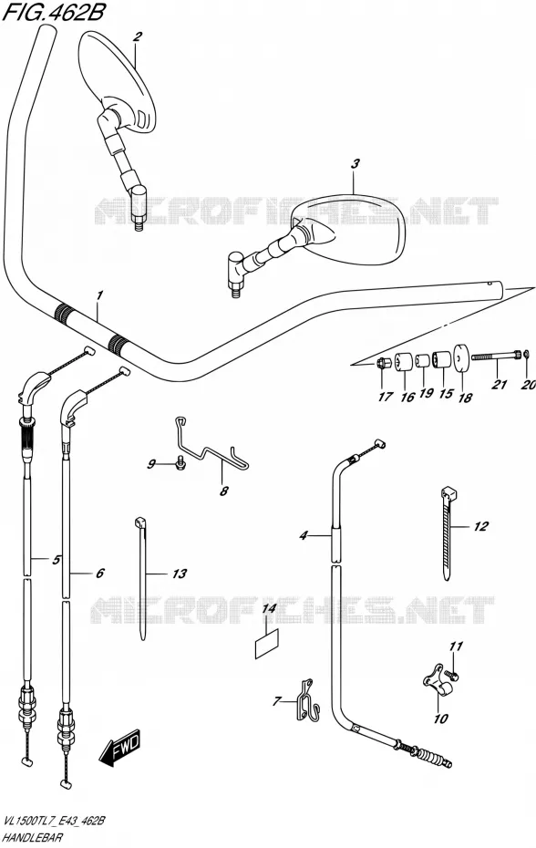 GUIDON (VL1500TL7 E43) Suzuki MOTO 1500 BOULEVARD 2017  VL1500T L7 (E43)