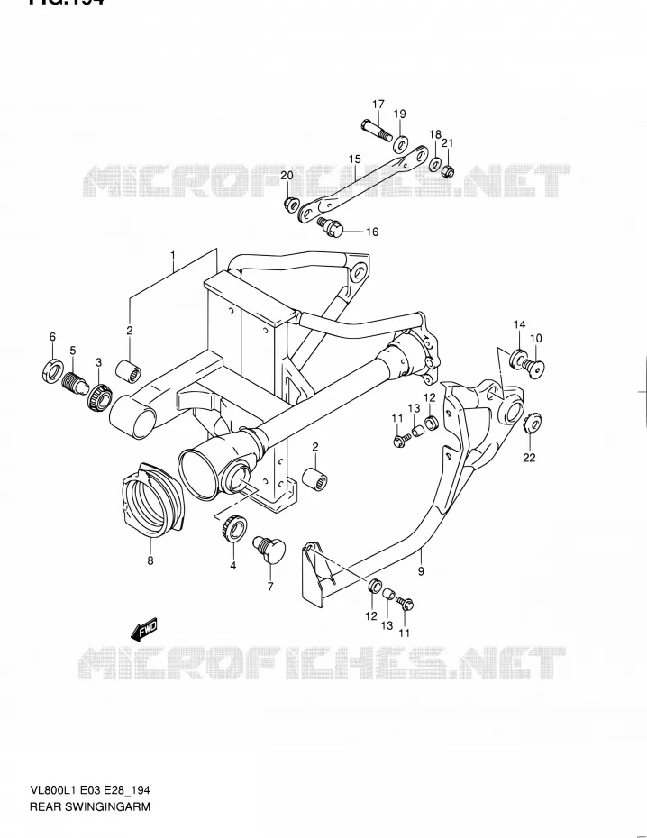BRAS OSCILLANT ARRIERE Suzuki MOTO 800 VOLUSIA 2011  VL800 L1/VL800T L1/VL800C L1