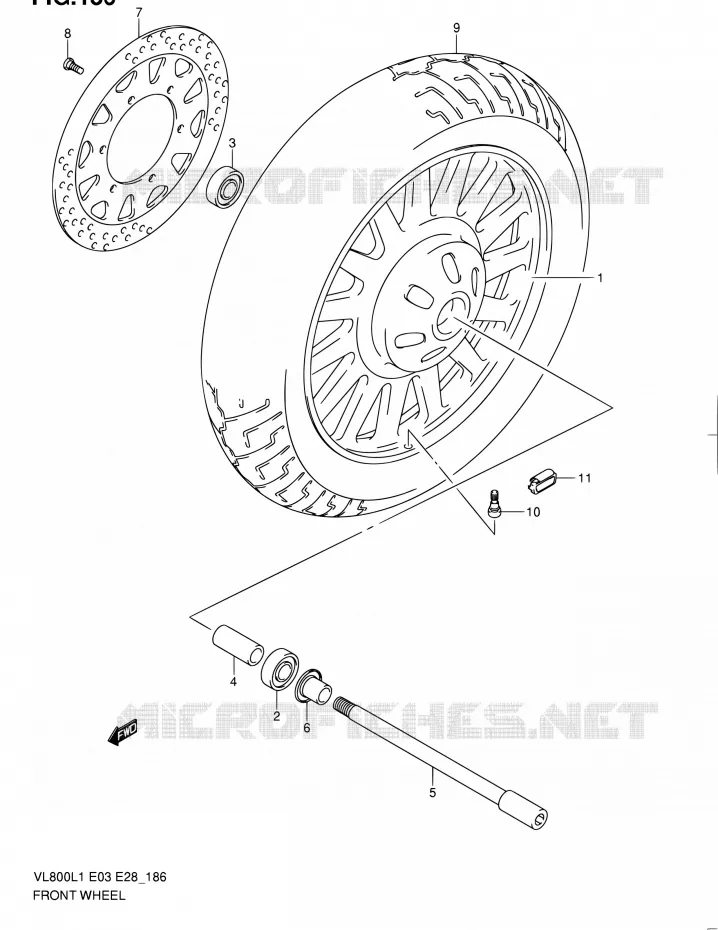 ROUE AVANT (VL800CL1 E03) Suzuki MOTO 800 VOLUSIA 2011  VL800 L1/VL800T L1/VL800C L1