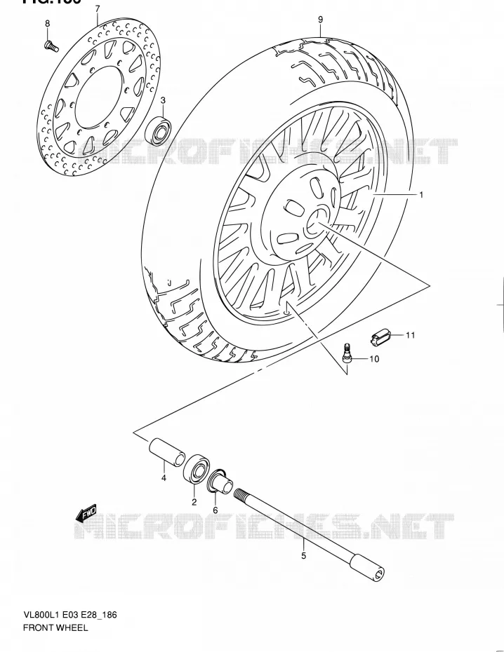 ROUE AVANT (VL800CL1 E03) Suzuki MOTO 800 VOLUSIA 2011  VL800 L1/VL800T L1/VL800C L1