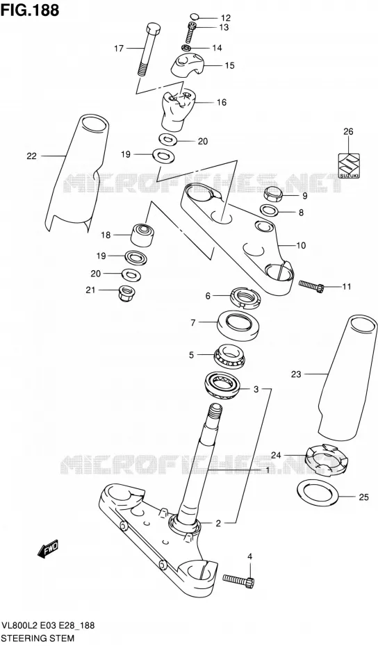 COLONNE DE DIRECTION (VL800TL2 E03) Suzuki MOTO 800 VOLUSIA 2012  VL800 L2/VL800T L2/VL800C L2