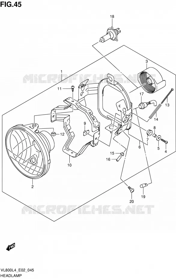 PHARE (VL800L4 E02) Suzuki MOTO 800 INTRUDER 2014  VL800 L4 (E19)