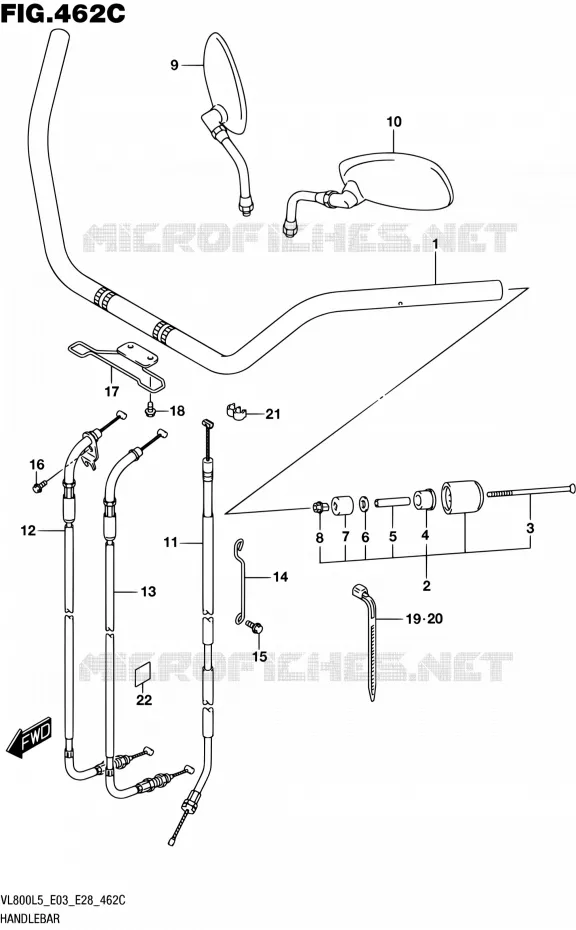 GUIDON (VL800TL5 E03) Suzuki MOTO 800 BOULEVARD 2015  VL800 L5/VL800T L5 (E03,E28)