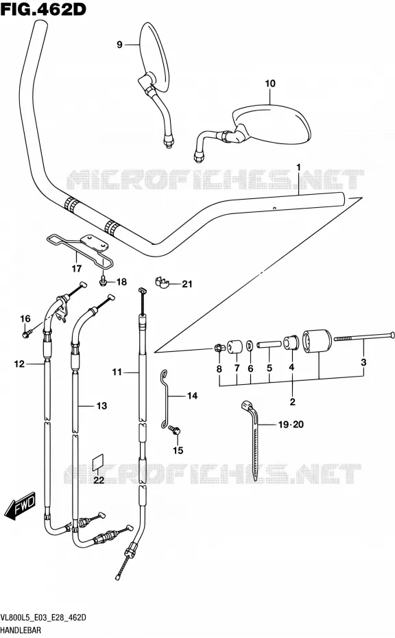 GUIDON (VL800TL5 E28) Suzuki MOTO 800 BOULEVARD 2015  VL800 L5/VL800T L5 (E03,E28)