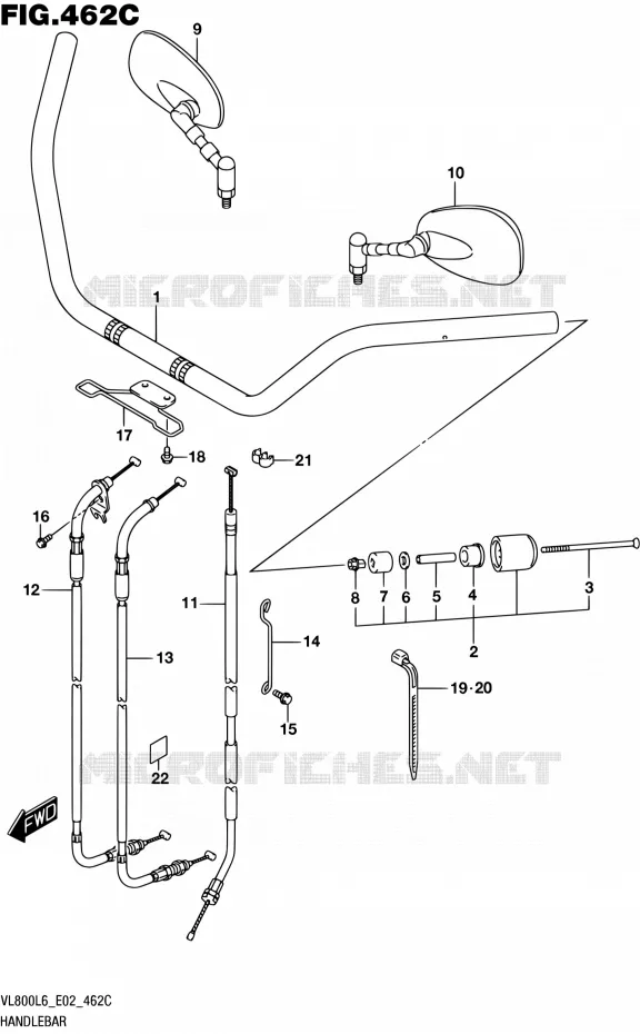 GUIDON (VL800UEL6 E19) Suzuki MOTO 800 BOULEVARD 2016  VL800 L6 (E19)