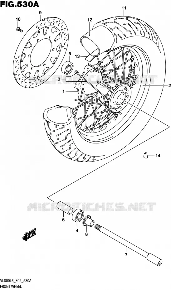 ROUE AVANT (VL800L6 E02) Suzuki MOTO 800 BOULEVARD 2016  VL800 L6 (E19)