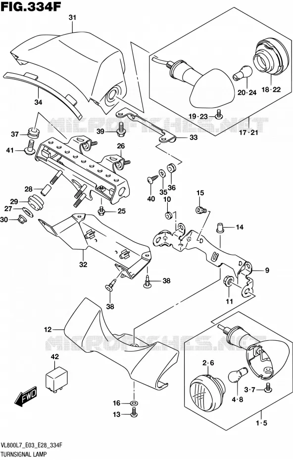 CLIGNOTANTS (VL800TL7 E33) Suzuki MOTO 800 BOULEVARD 2017  VL800 L7/VL800T L7 (E03,E28,E33)