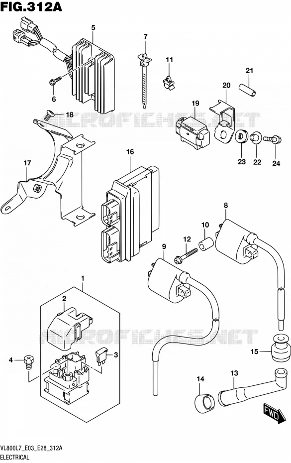 PARTIE ELECTRIQUE (VL800L7 E03) Suzuki MOTO 800 BOULEVARD 2017  VL800 L7/VL800T L7 (E03,E28,E33)