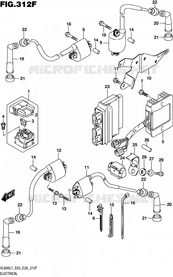 PARTIE ELECTRIQUE (VL800TL7 E33) Suzuki MOTO 800 BOULEVARD 2017  VL800 L7/VL800T L7 (E03,E28,E33)