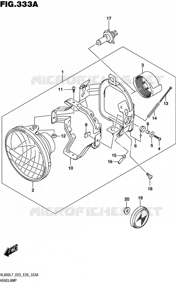 PHARE (VL800L7 E03) Suzuki MOTO 800 BOULEVARD 2017  VL800 L7/VL800T L7 (E03,E28,E33)