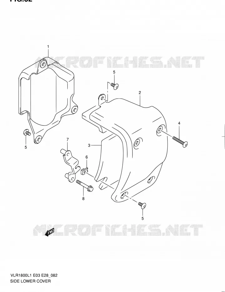 COUVERCLE LATERAL INFERIEUR Suzuki MOTO 1800 INTRUDER 2011  VLR1800 L1/VLR1800T L1 (E03,E28,E33)