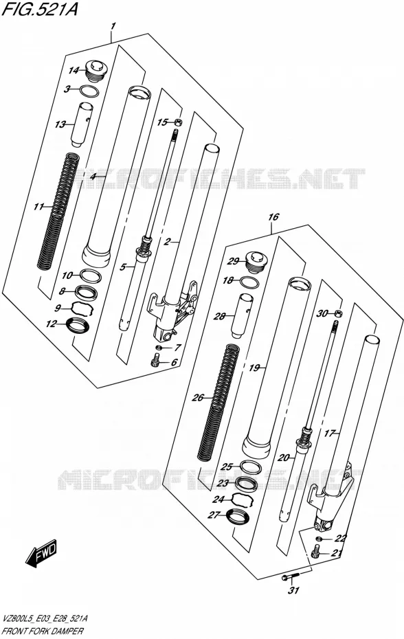 FOURCHE Suzuki MOTO 800 MARAUDER 2015  VZ800 L5 (E03,E28,E33)