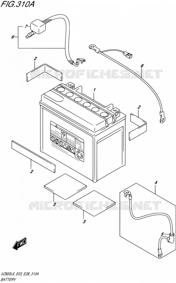 BATTERIE Suzuki MOTO 800 MARAUDER 2016  VZ800 L6 (E03,E28,E33)