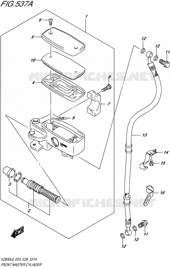 MAITRE CYLINDRE AVANT (VZ800L6 E03) Suzuki MOTO 800 MARAUDER 2016  VZ800 L6 (E03,E28,E33)