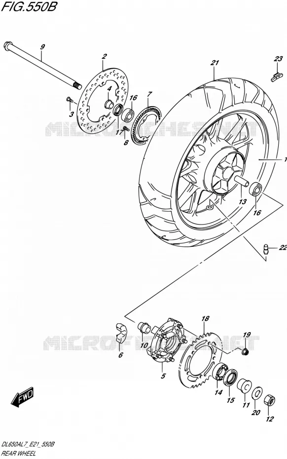 ROUE ARRIERE50AUEL7 E21) Suzuki MOTO 650 V-STROM 2017  DL650AL7 E21