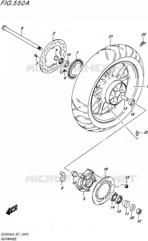ROUE ARRIERE50A,DL650AUE) Suzuki MOTO 650 V-STROM 2018  DL650A L8 E21