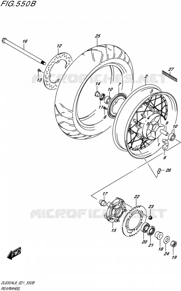 ROUE ARRIERE50XA,DL650XAUE) Suzuki MOTO 650 V-STROM 2018  DL650A L8 E21