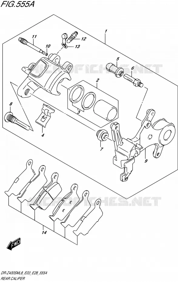 ETRIER DE FREIN ARRIERE Suzuki MOTO 400 DR-ZSM 2018  DR-Z400SML8 (E03,E28,P33)
