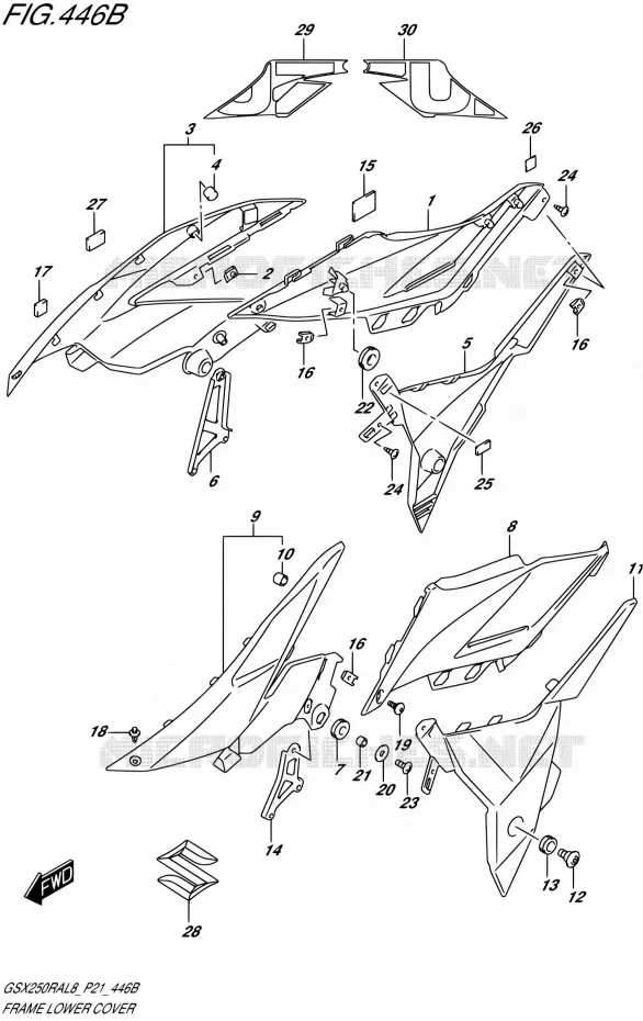 CARENAGES INFERIEURS250RAZL8 P21) Suzuki MOTO 250 GSX-R 2018  GSX250RA L8/GSX250RZA L8 P21