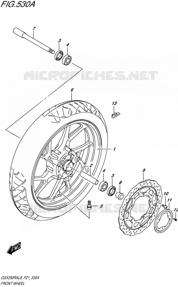 ROUE AVANT (GW250RAL8 P21) Suzuki MOTO 250 GSX-R 2018  GSX250RA L8/GSX250RZA L8 P21