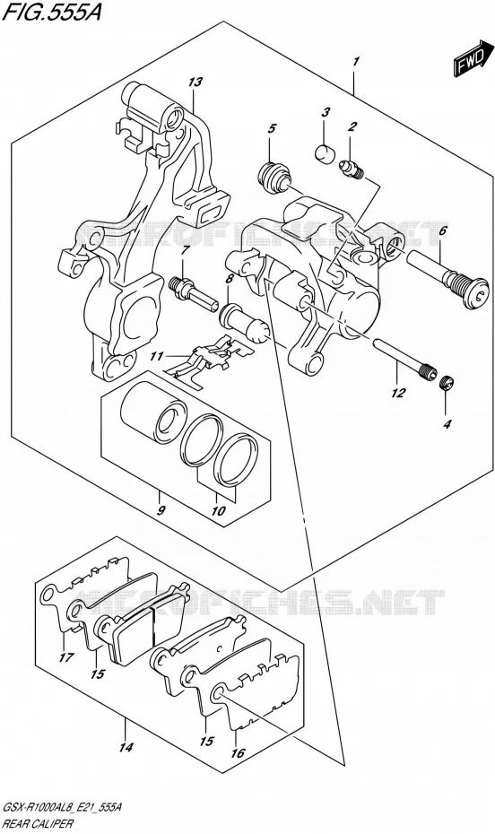 ETRIER DE FREIN ARRIERE Suzuki MOTO 1000 GSX-R 2018  GSX-R1000RZAL8 / GSX-R1000RAL8 E21