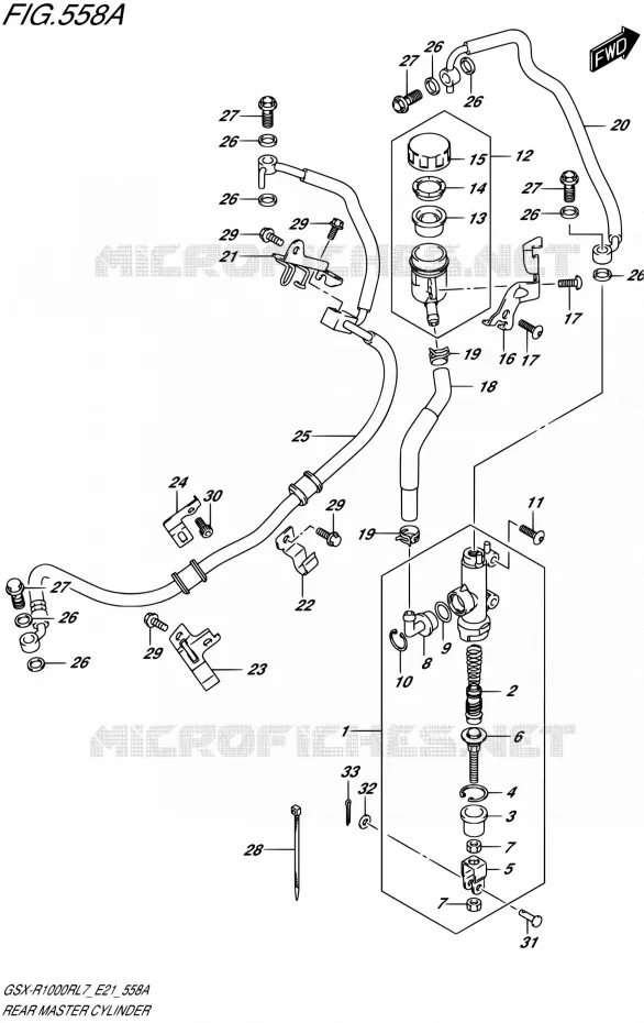 MAITRE CYLINDRE ARRIERE Suzuki MOTO 1000 GSX-R 2017  GSX-R1000RL7 / GSX-R1000RZL7 E21