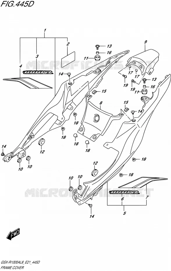 CARENAGES ARRIEREX-R1000RAL8 E21) Suzuki MOTO 1000 GSX-R 2018  GSX-R1000AL8 E21