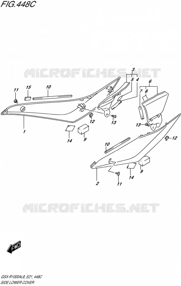 COUVERCLE LATERAL INFERIEURAL8 E21) Suzuki MOTO 1000 GSX-R 2018  GSX-R1000AL8 E21
