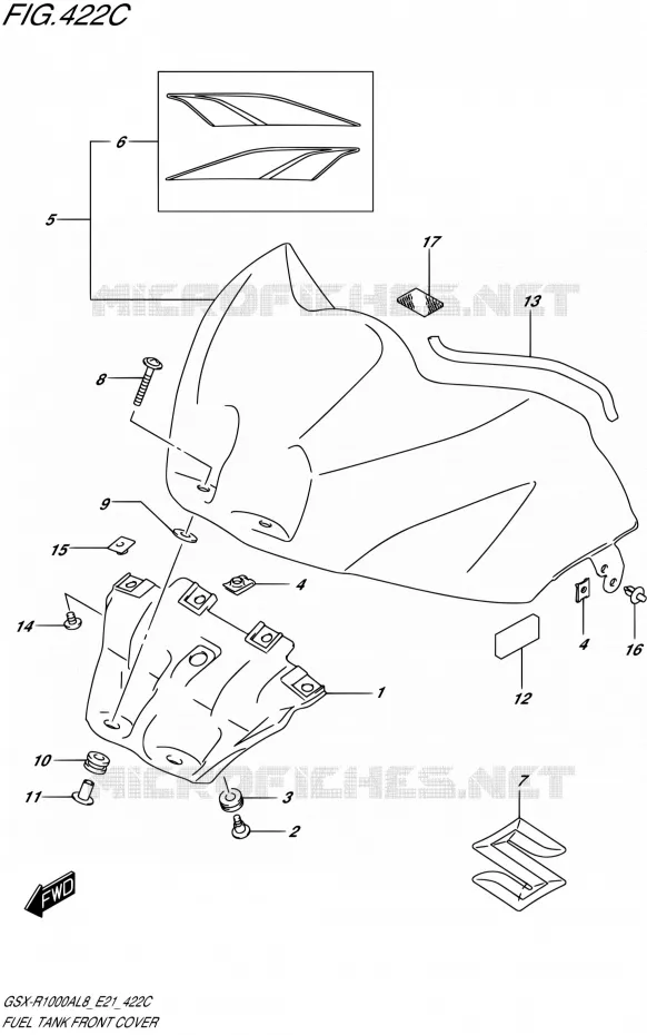 COUVRE RESERVOIR (GSX-R1000AL8 E21) (FOR YSF) Suzuki MOTO 1000 GSX-R 2018  GSX-R1000AL8 E21
