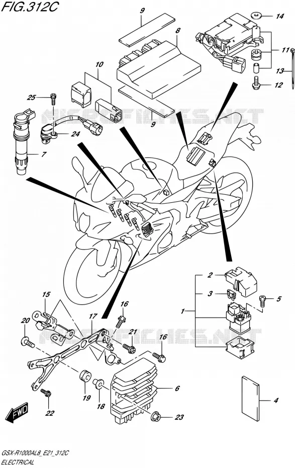 PARTIE ELECTRIQUE000RAL8 E21) Suzuki MOTO 1000 GSX-R 2018  GSX-R1000AL8 E21