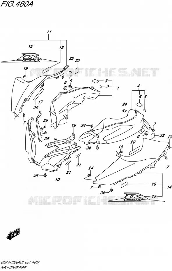 PRISE D AIR (GSX-R1000AL8 E21) (FOR YKV,YWW) Suzuki MOTO 1000 GSX-R 2018  GSX-R1000AL8 E21