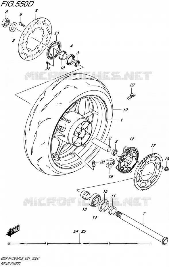 ROUE ARRIERE-R1000RAL8 E21) Suzuki MOTO 1000 GSX-R 2018  GSX-R1000AL8 E21