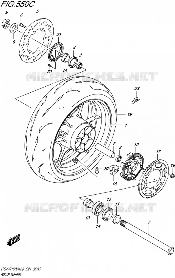 ROUE ARRIERE-R1000RZAL8 E21) Suzuki MOTO 1000 GSX-R 2018  GSX-R1000AL8 E21