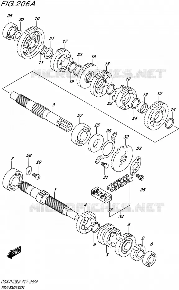 TRANSMISSION Suzuki MOTO 125 GSX-R 2018  GSX-R125L8 P21