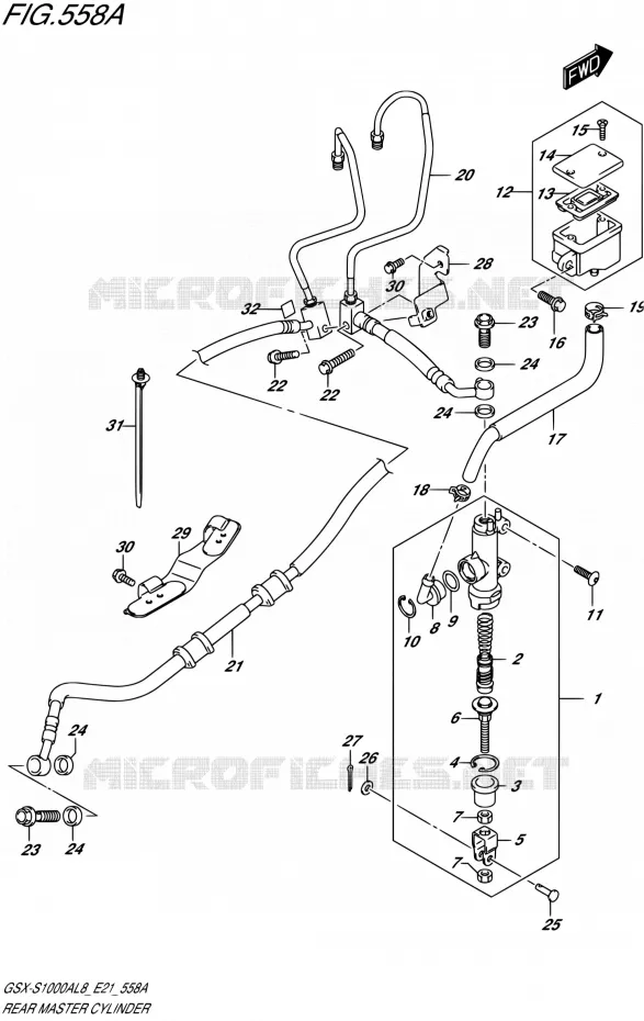 MAITRE CYLINDRE ARRIERE Suzuki MOTO 1000 GSX-S 2018  GSX-S1000AL8 / GSX-S1000ZAL8 / GSX-S1000YAL8 E21