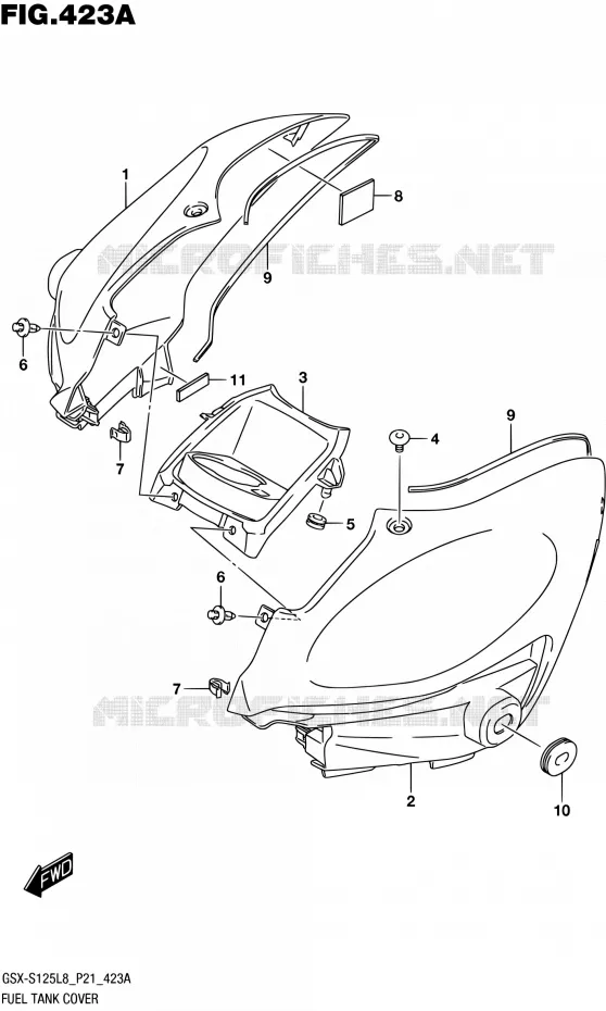 RESERVOIR D'ESSENCE - COUVERCLES Suzuki MOTO 125 GSX-S 2018  GSX-S125L8 P21