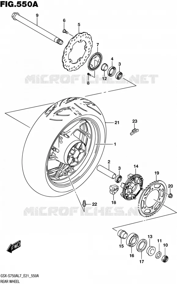ROUE ARRIERE-S750AL7 E21) Suzuki MOTO 750 GSX-S 2017  GSX-S750AL7 E21