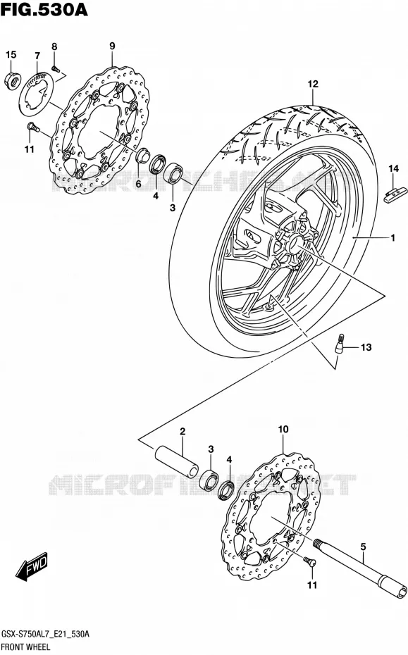 ROUE AVANT (GSX-S750AL7 E21) Suzuki MOTO 750 GSX-S 2017  GSX-S750AL7 E21