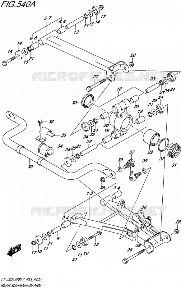 BRAS SUSPENSION ARRIERE Suzuki QUAD 500 KINGQUAD 2017  LT-A500XPBL7 P33 P28