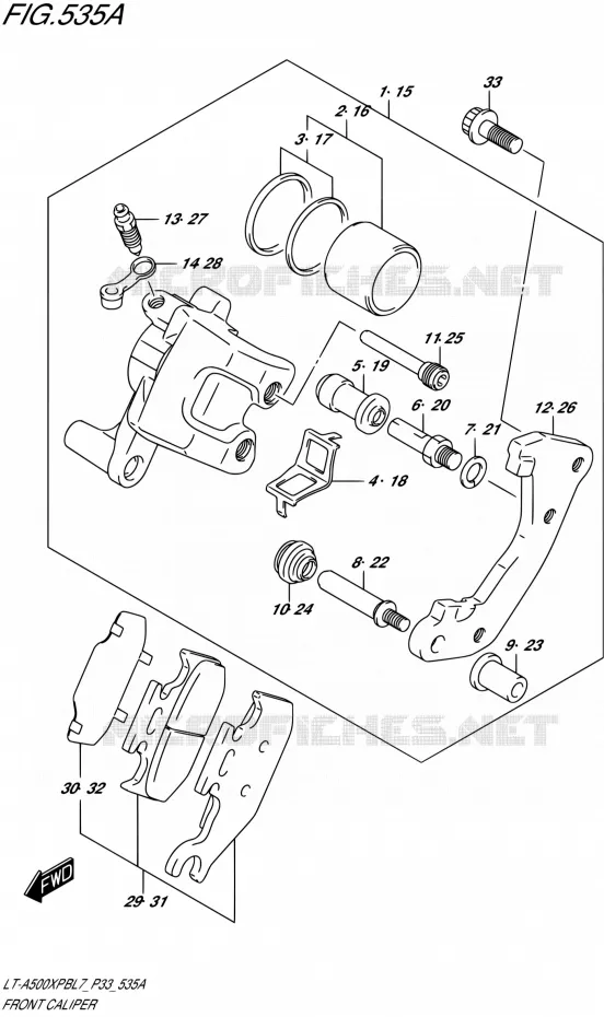 ETRIER DE FREIN AVANT Suzuki QUAD 500 KINGQUAD 2017  LT-A500XPBL7 P33 P28