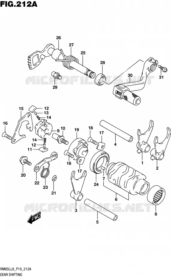 ENSEMBLE SELECTEUR DE VITESSES Suzuki MOTO 85 RM 2018  RM85LL8 P19