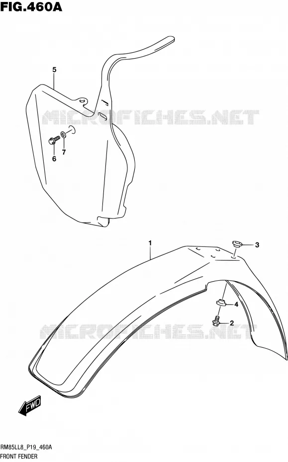 GARDE BOUE AVANT Suzuki MOTO 85 RM 2018  RM85LL8 P19