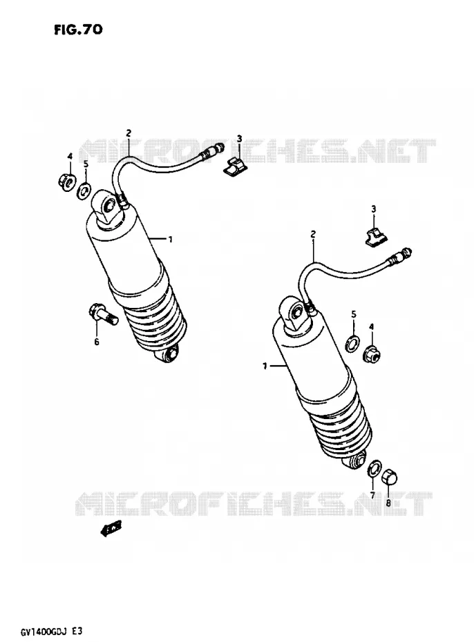 AMORTISSEUR ARRIERE GV1400GDG/GCG/MODELE H/J Suzuki MOTO 1400 CAVALCADE 1986  GV1400GCG(G/H/J)