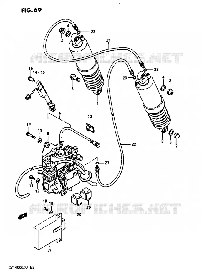 AMORTISSEUR ARRIERE GV1400GDG/GCG/MODELE H/J Suzuki MOTO 1400 CAVALCADE 1987  GV1400GDH(G/H/J)