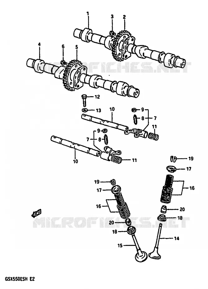 ARBRE A CAMES - SOUPAPES Suzuki MOTO 550 GSX-E 1987  GSX550EFH(F/G/H)
