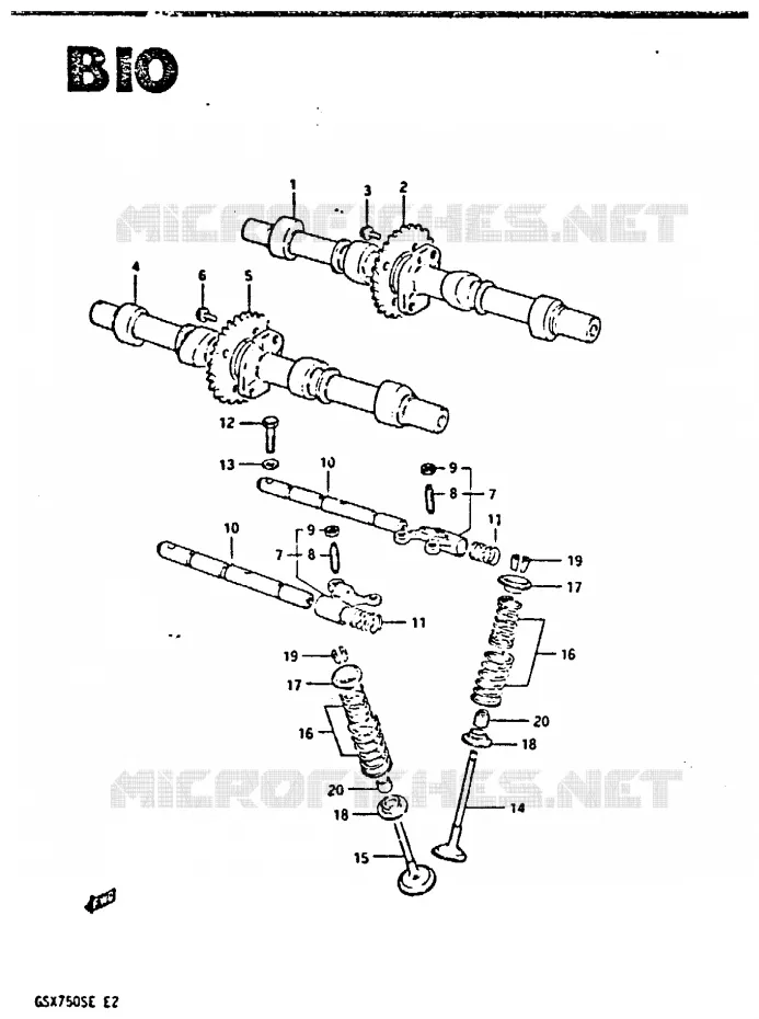 ARBRE A CAMES - SOUPAPES Suzuki MOTO 750 GSX-S 1984  GSX750SE(E2)