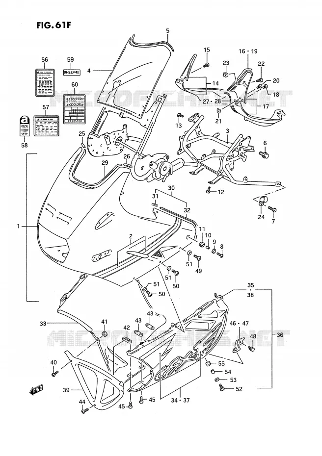 CARENAGE TETE DE FOURCHE (MODELE R) Suzuki MOTO 1100 GSX-F 1992  GSX1100FN(E2)