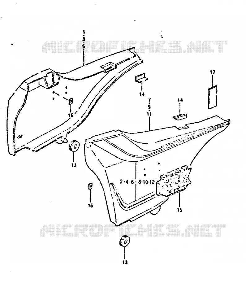 CARENAGES ARRIERE  (MODELE X : 24L) Suzuki MOTO 750 GSX-E 1981  GSX750EX(T/X)