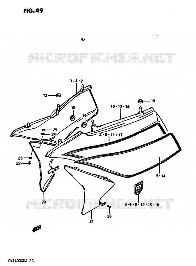 CARENAGES ARRIERE MODELE G Suzuki MOTO 1400 CAVALCADE 1987  GV1400GCH(G/H/J)